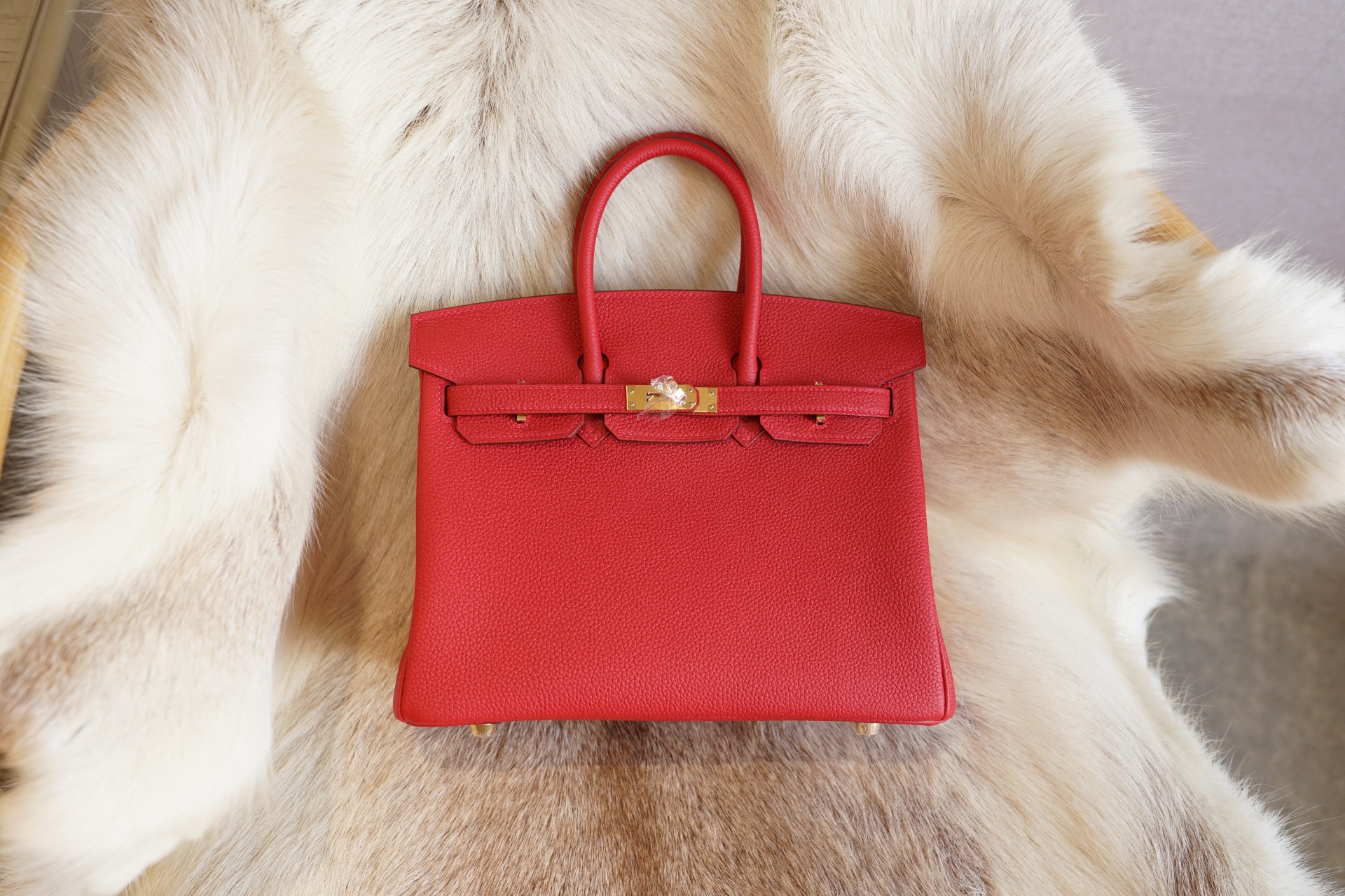 Hermes Birkin 25 Bag q5 Rouge Casaque Togo GHW